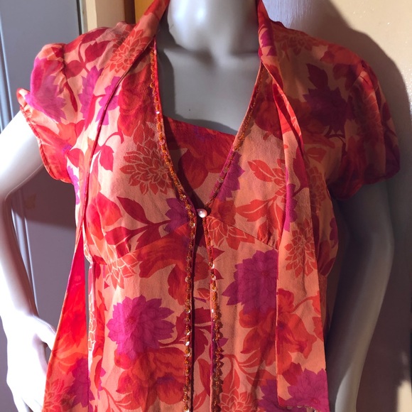 Bob Mackie Floral Print Silk Dress - Picture 4 of 8